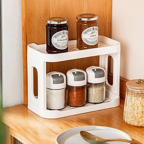 kaileyouxiangongsi 2-Tier Desk Organizers & Dispensers，Mail Holder for Office Desk Organization，Kitchen Spice Rack or Bathroom Countertop Organizer, Gift for Teachers, Classmates, and Friends,White thumbnail 7