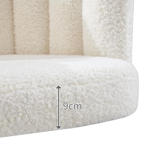 JMYXF Vanity Chair 360° Swivel Desk Office Chair Height Adjustable Makeup Dressing Table Chair for Home Office Bedroom Swivel Chair Teddy Fleece Modern Home Chair (Seashell White) thumbnail 9