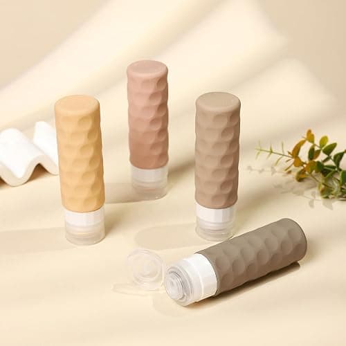 Silevoler Travel Bottles for Toiletries, 4pcs Tsa Approved 3oz Travel Size Containers, BPA Free Leak Proof Premium Silicone Bottles, Refillable Liquid Squeezable Accessories W/Toiletry Bag（Apricot） thumbnail 6
