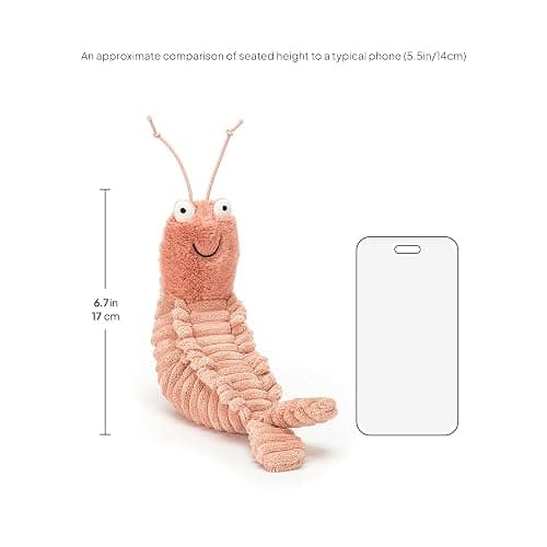 Jellycat Sheldon Shrimp Stuffed Animal, 8.5 inches - Ocean and Sea Plush Toy - Classic Children's Gift thumbnail 2