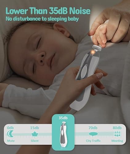 Baby Healthcare and Grooming Kit, Electric Safety Nail Trimmer Baby Nursery Kit, Newborn Care Kits with Hair Brush Comb for Newborn Infant Toddlers Baby Boys Girls Kids, Baby Shower Gifts (White) thumbnail 7