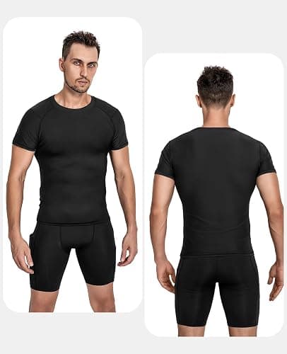 Niksa Men's Compression Shirts 3/5 Pack,Short Sleeve Athletic Compression Tops Cool Dry Workout T Shirt thumbnail 2