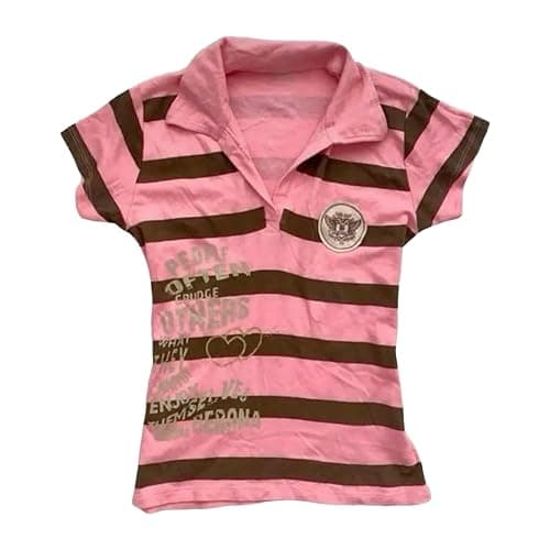 Vintage Alt Graphic Tees Y2k Grunge Polo Shirts Teen Girls Women Whimsy Twee 2000s Short Sleeve Collared Tops - Image 1