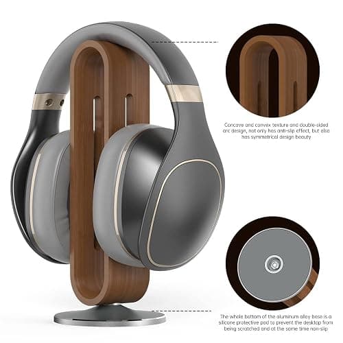 BRIMFORD Kopfhörer Ständer Holz Schreibtisch - U-Form Headset Halterung - Aluminium Gaming Kopfhörer Aufbewahrung - Universal für Sennheiser Bose Sony Airpods Max - Tisch Organizer Accessoire thumbnail 6