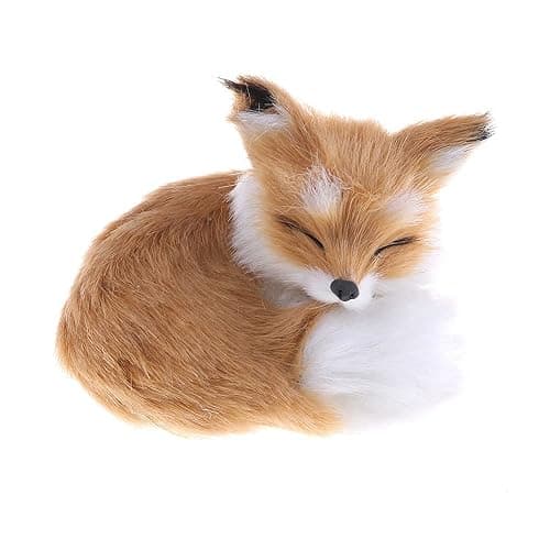 GUDVES Simulation Brown Fox Toy Furs Squatting Fox Model Home Decoration Animals World with Static Action Figures (Fox Toy) - Image 1