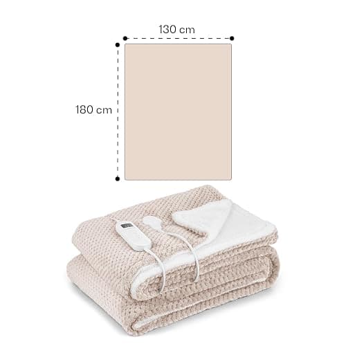 Klarstein XL Elektrische Kuscheldecke, Heizdecke mit Abschaltautomatik, 180x130 cm Elektrische Wärmedecke Maschinenwaschbar, Doppelseitige Heizdecke für Bett & Sofa, Wärme Decke mit 9 Heizstufen thumbnail 8