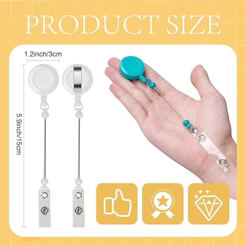 60 Pcs Beadable DIY Badge Holder Set Heavy Duty Retractable Keychain Badge Reel Clips ID Name Badge Clip with Belt Clip Blank Jewelry DIY Gift for Office Worker Doctor Nurse Employee Supplies thumbnail 2