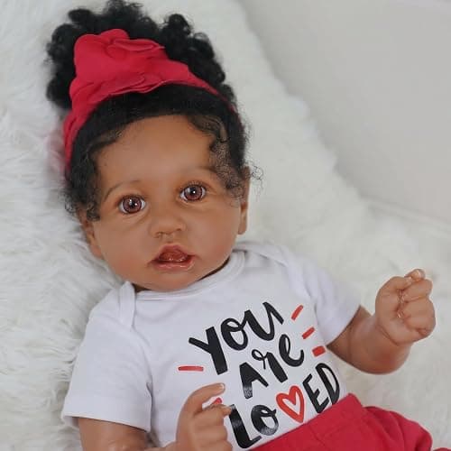 KSBD Realistic Reborn Baby Doll Black Girl – 20 Inch Lifelike Real Life African American Newborn Doll with Soft Body Gift Set for Kids Age 3+ thumbnail 3