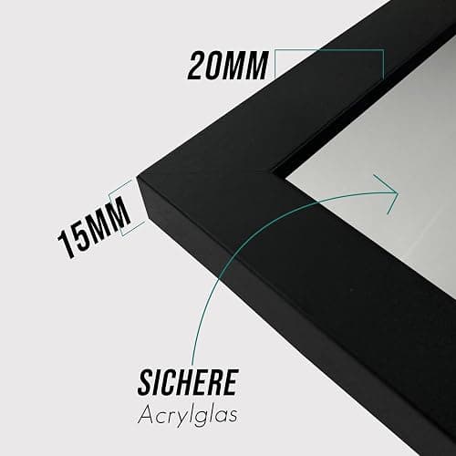 VUVUZULA Bilderrahmen 30x30cm Schwarz Holz Quadratisch Fotorahmen Holzrahmen MDF Rahmen mit Passepartout 20x20cm 3er Set thumbnail 4
