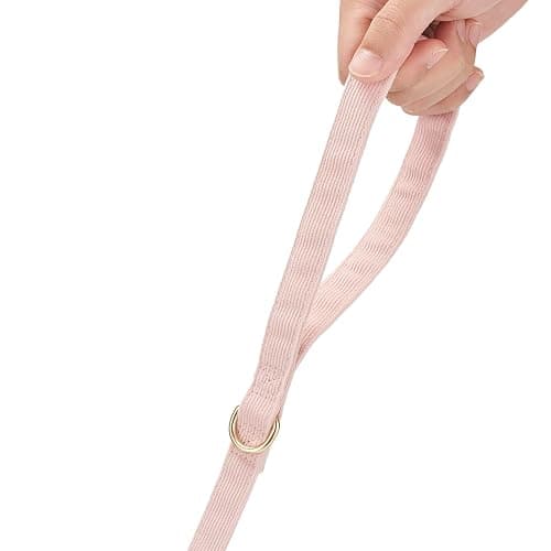 YUDOTE Corduroy Dog Leash 5 Ft Fog Small Medium Large Dogs Heavy Duty Pet Lead with Golden Metal Trigger Snap (Light Pink,Medium) - Medium - Light Pink thumbnail 4