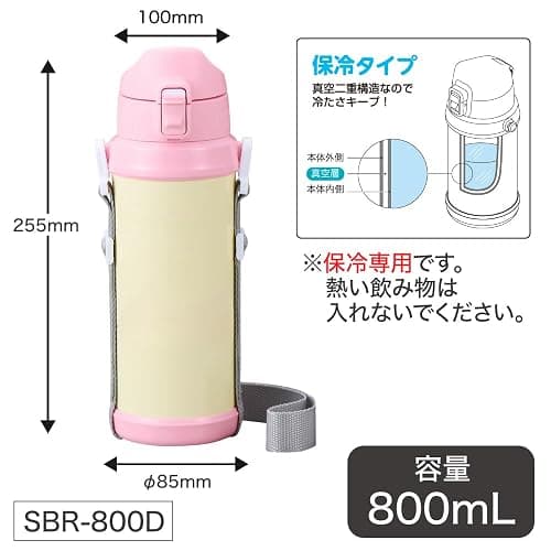 OSK SBR-800D Direct Stainless Steel Water Bottle, 28.7 fl oz (800 ml), Chiikawa, Strap Included, Lock, One Push, Cold Insulation, Direct Drinking, Cute, Drinks thumbnail 3