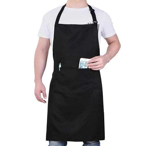 Black Chef Apron with Pockets for Men & Women | 33" x 27", Water-Resistant - Image 1