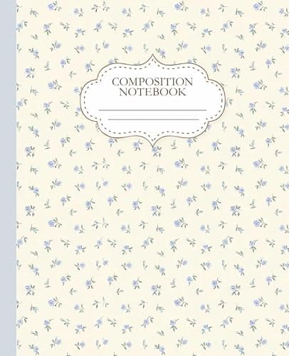 Blue Coquette Composition Notebook: Cute Flowers | College Ruled | 7.5 x 9.25" | 110 Pages - Image 1