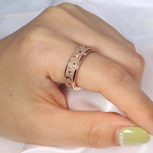 OreilleStar Anxiety Ring for Women Spinner Ring Fidget Toys Adults Fidget Ring Spinner Rings for Women Stainless Steel Anxiety Moon Star Rose Gold thumbnail 4