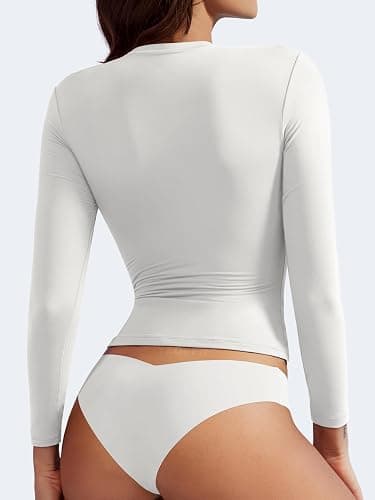 YEOREO Long Sleeve Shirts for Women y2k Tops Double Lined Basic Tee Crew Neck Going Out Sweeney Workout Undershirt thumbnail 6