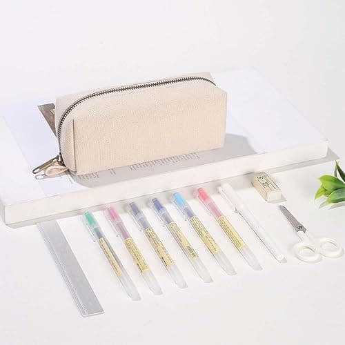 YONBEN Pencil Case Durable Cotton Canvas Pouch Bag for Pens Stylish and soft (Beige) thumbnail 7