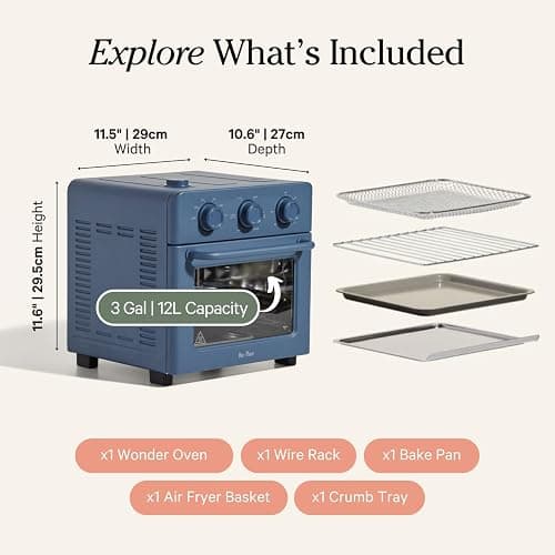 Our Place Wonder Oven | 6-in-1 Air Fryer & Toaster Oven with Steam Infusion | Compact, Countertop Friendly, Fast Preheat, Multifunctional | Air Fry, Toast, Roast, Bake, Reheat & Broil | Blue Salt thumbnail 3