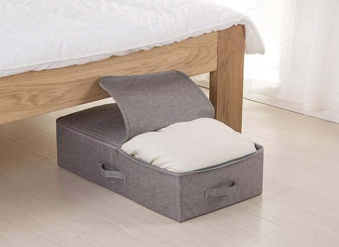 iwill CREATE PRO Pack of 2, Underbed Storage Bins for Clothing Duvet Blanket Shoes Storage Cube Boxes for Wardrobe, Closet, Black Gray thumbnail 2