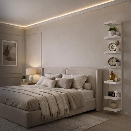 UrbanNook 7-Tier Floating Wall Shelf with LED Lights – White Modern Display Shelving Unit with Remote Control – Wall Mounted Bookshelf for Living Room, Bedroom, or Office Decor thumbnail 5