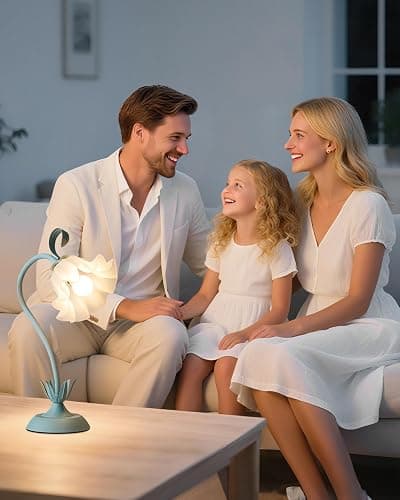 WERFOP Flower Table Lamp Cute Desk Lamp for Bedroom Home Decor (Blue) | LED Reading Lamp with 3 Color Modes for College Dorm Room Nightstand & Living Room thumbnail 6
