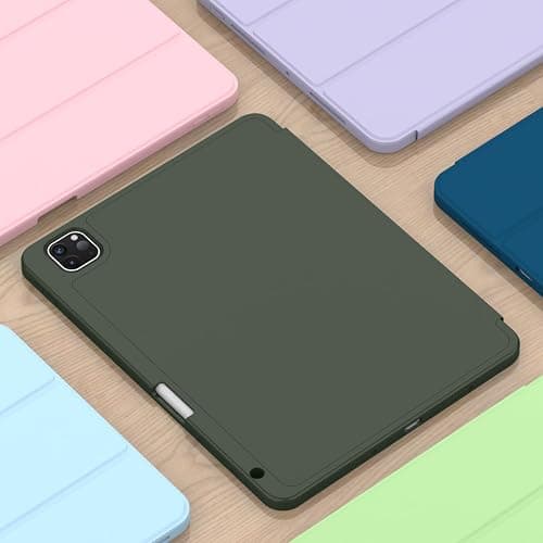 ZryXal iPad Pro 11 Inch Case (M5) 2025/ (M4) 2024 (Model: A2836/A2837/A3006), Trifold Stand Smart Cover with Pencil Holder and Soft TPU Back, Auto Wake/Sleep (Dark Green) thumbnail 8