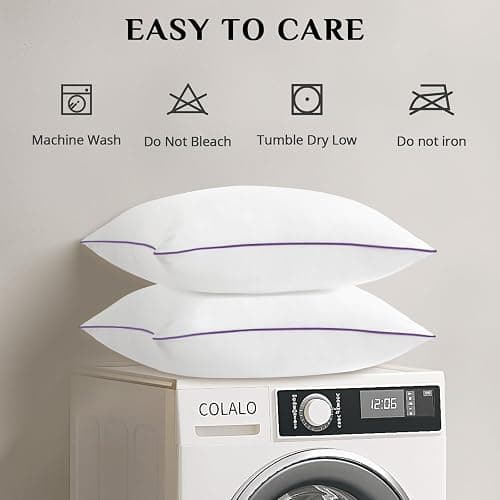 JOLLYVOGUE Firm Pillows Queen Size Set of 2, Supportive Bed Pillows with Oeko-Tex Certified Down Alternative Fill, Fluffy Hotel Quality for Back, Stomach and Side Sleepers thumbnail 8