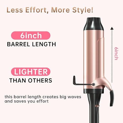 Hahahope 2 Inch Curling Iron with Clamp, Lightweight Large Barrel Curling Iron for Long Hair, Long Barrel Curling Wand with Multiple Temperature Settings, Dual Voltage & Perfect for Long Hair thumbnail 4