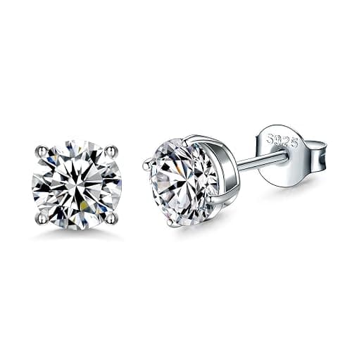 925 Sterling Silver Stud earrings Set | White Gold Plated Hypoallergenic Stud Earrings | Cubic Zirconia Stud Earrings for Women (2mm,3mm,4mm,5mm,6mm,7mm) 8 CZ colors options thumbnail 6