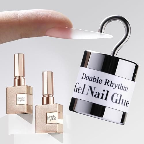 Double Rhythm 2 Pcs 0.5Oz Nail Glue Gel Set for False Acrylic Nail Tips and Press on Nails Gel Nail Polish Kit Nail Art Salon DIY Lamp Needed (Glue Clear) - Image 1