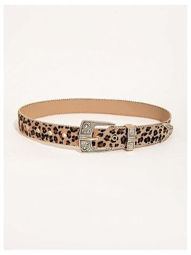 Floerns Leopard Print Belts for Women Faux Leather Y2K Belts with Carved Metal Buckle thumbnail 2
