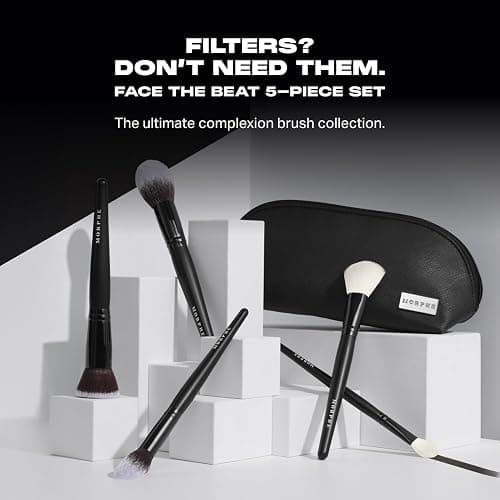 Morphe Face The Beat Makeup Brushes - 5 Piece Makeup Brush Set with Foundation, Blush, Contour & Blending Brushes - Made with Synthetic Bristles & Includes Makeup Brush Case (5 Count) thumbnail 2