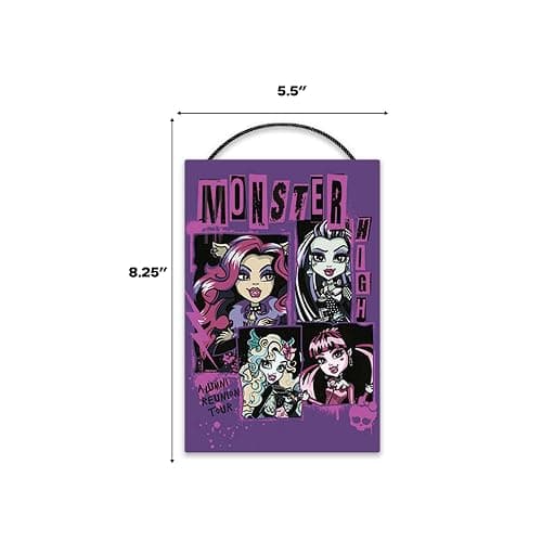 Monster High Freaky Fab Hanging Wood Wall Decor | Fun Monster High Sign for Bedroom or Movie Room thumbnail 3