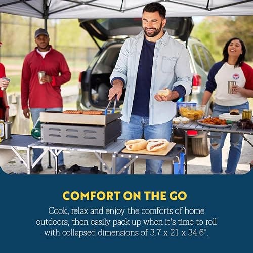 GCI OUTDOOR Slim-Fold Cook Station | Portable Folding Kitchen Table with a Heat Resistant Tabletop, 4 Side Tables & Storage Rack, Perfect for Picnics & Camping Trips thumbnail 5