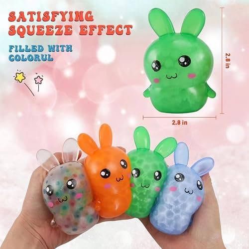 Easter Basket Stuffers,Easter Basket Essentials,4pcs Squishy Easter Bunny Stress Balls for Adults,Easter Stress Relief Fidget Balls,Easter Party Favors Easter Basket Ideas Gifts thumbnail 3