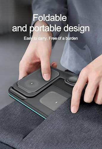 3 in 1 Wireless Charger Stand Foldable Fast Charging Station for Phone Watch and Earbuds 15W Wireless Charging Dock with Touch Control Type C Input Portable Travel Charging Stand thumbnail 4