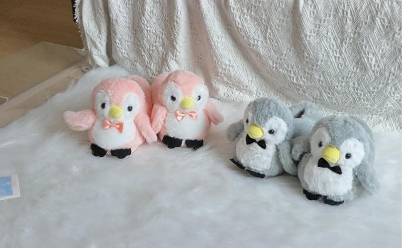 Aopuro Cute Women Penguin Animal Slippers Fluffy Warm Plush House Shoes Novelty Soft Slippers Cartoon Gifts for Birthday Christmas thumbnail 4