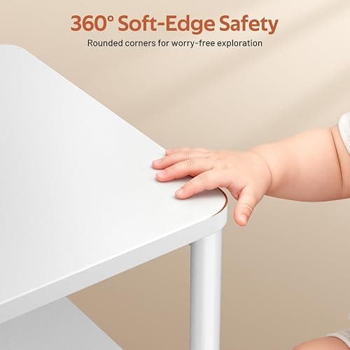 MISSLO Toddler Nightstand with Storage Basket Kids Night Stand with Large Tabletop Nursery Side Table for Living Room Easy Assembly Small End Tables for Small Spaces Toddler Bedroom Decor, White thumbnail 6