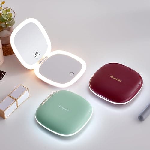 Mocado Compact Mirror with Light-4 Inches Compact 1x/10x Magnifying Mirror | Double Sides Lighted, 3 Colors Lighting, 0-100% Brightness, Diammable Touch, 1200mAh Rechargeable, For Pocket, Purse thumbnail 8