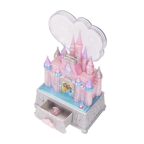 Disney Princess Jewelry Box for Girls Princess Castle Keepsake Jewelry Box with Music & Firework-Like Light Show, Plays Song “A Dream Is a Wish Your Heart Makes” thumbnail 3