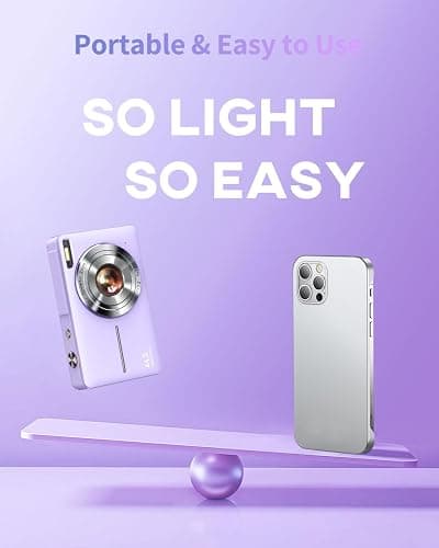 Digital Camera, Kids Camera FHD 1080P Point and Shoot Camera with 16X Zoom Anti Shake, Small Compact Camera for Teen Starter Children Kid Student Girl Boy(Purple) thumbnail 3