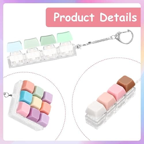 3 Pieces Keyboard Fidget Toy, Decompression Toys Keyboard Clicker Toy with Keychain for Adults to Relieve Stress and Pass Time (Style A) thumbnail 3