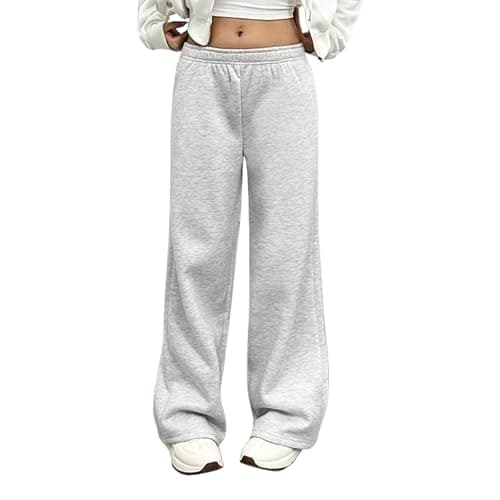 Ltvoo Girls Straight Wide Leg Track Pants Elastic Waist Casual Baggy Athletic Pants Loose Jogger Sweatpants for 8-12 Years - Image 1