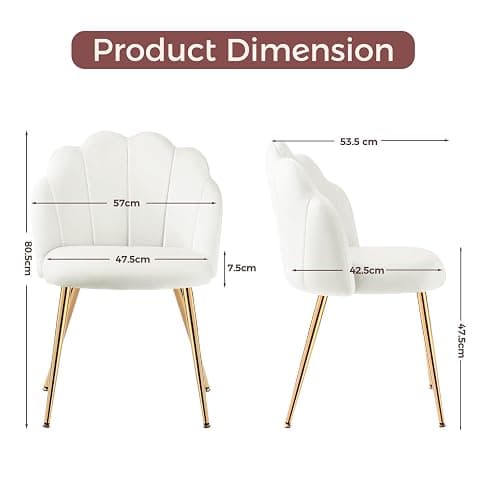 Eufurnibi Vanity Chair for Makeup, Make up Chair with Back Rest, Comfy Chair for Living Room, Mid Century Modern& Easy Assemble, White thumbnail 3