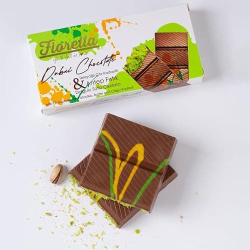 Fiorella Dubai Chocolate Bar Pistachio, Luxury & Premium Dubai Milk Chocolate Bar Filled with Pistachio Butter & Shredded Knafeh Kadayif, Snacks for Kids & Adults - 7.05 Oz thumbnail 9