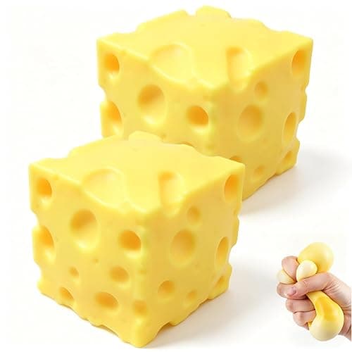 2Pcs Cheese Squishy (6cm),Cheese Block Squeeze Toy,Squishies Stress Relief Fidget Toy Suitable for Adult use in Offices and Homes - Image 1