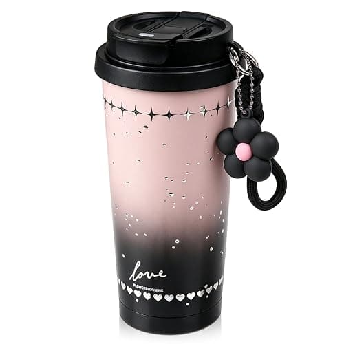 Rolitwils 18 oz Ceramic Lined Insulated Tumbler with Straw, Coffee Mug | Ceramic-lined coffee tumbler for clean coffee and tea taste; 316L stainless steel, 18 oz and straw lid for commuting. - Image 1