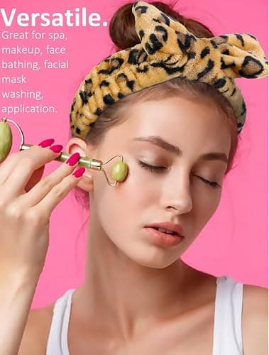 Huachi Spa Headband for Women Washing Face Teen Girls Skincare Headbands Makeup Cheetah Print Leopard Face Wash Head Band Animal Print thumbnail 6