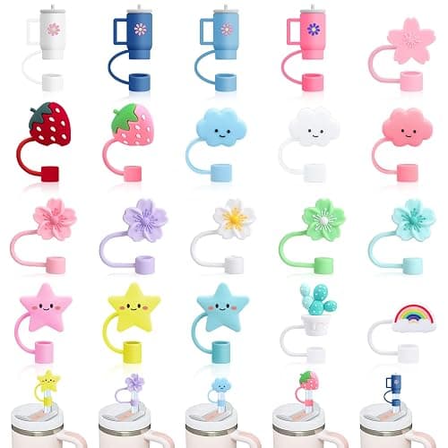 Auidy 20 Pcs Straw Toppers for Stanley Cups - Compatible with 30&40 Oz Tumbler - 10mm Straw Covers - Image 1
