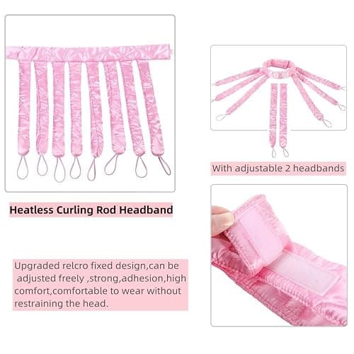Pink Heatless Hair Curler Silk New Upgradeed No Heat Curling Rode Headband for Long Hair Soft Hair Curls with Removeable & Adjustable To Sleep In Hair Curls thumbnail 2