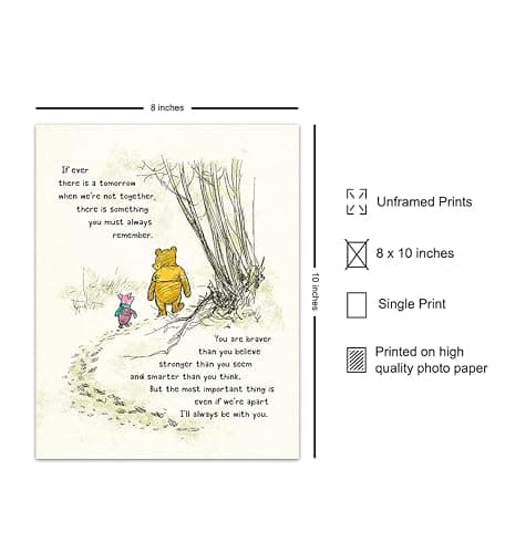 Winnie Wall Art - Pooh Kids Room Decor - Boys - Little Girls Bedroom - Baby Nursery Art - Wall Decor for Toddlers - Inspirational Positive Quotes Picture Poster print thumbnail 2